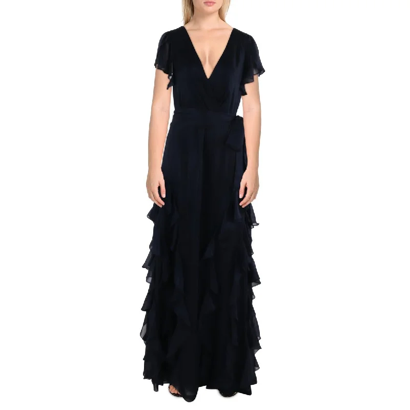 Short-sleeved Dresses for Summer -Lauren Ralph Lauren Womens Ruffled  Evening Dress