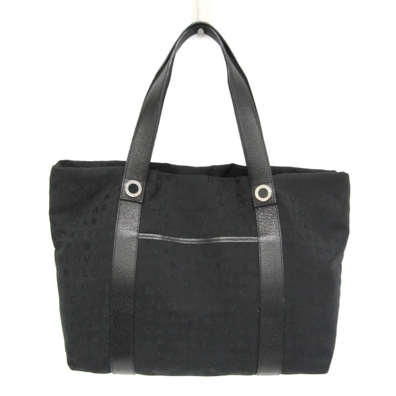 Handle bags with spacious pockets for travel -Bvlgari Logomania  Canvas Leather Tote Bag (Pre-Owned)