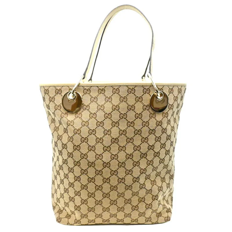 Handle bags with metallic finishes for shine -Gucci   Gg Canvas Leather Tote Bag (Pre-Owned)