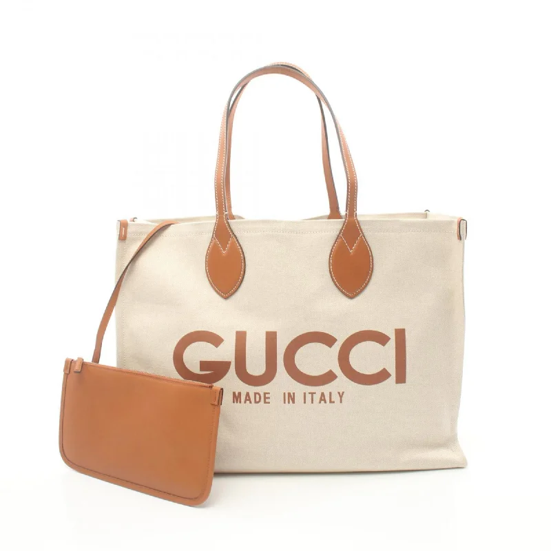 Handle bags with inner compartments for essentials -Gucci   Canvas Leather Tote Bag (Pre-Owned)