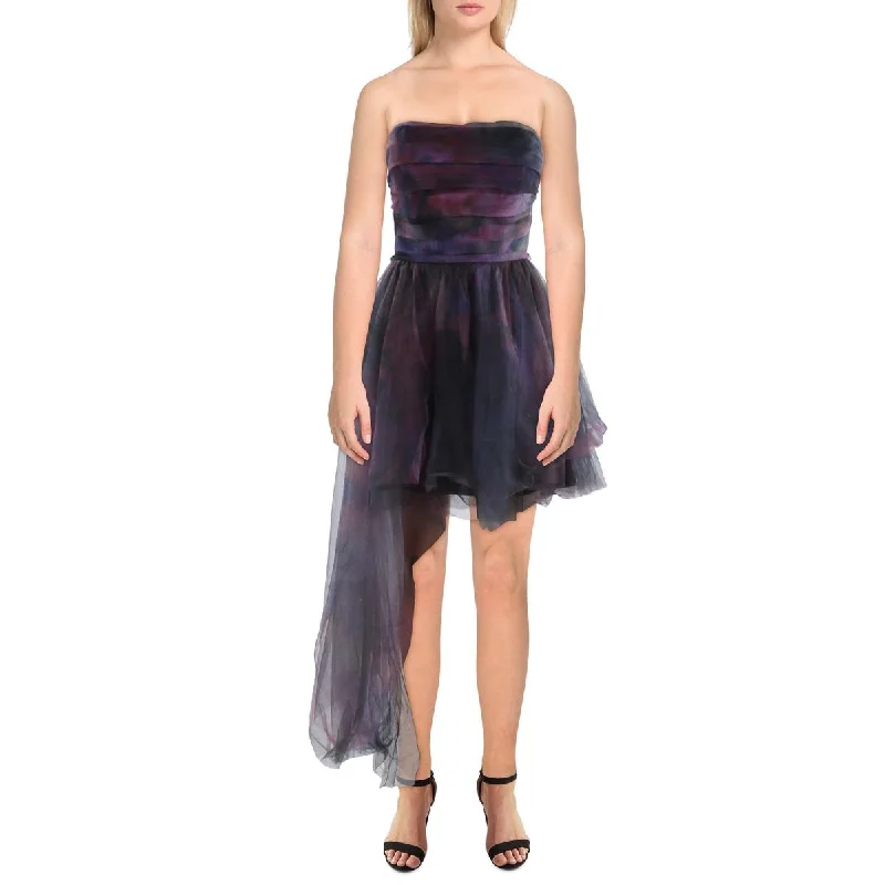 Ruffled Dresses for Girly -Rene Ruiz Collection Womens Asymmetric Above Knee Mini Dress