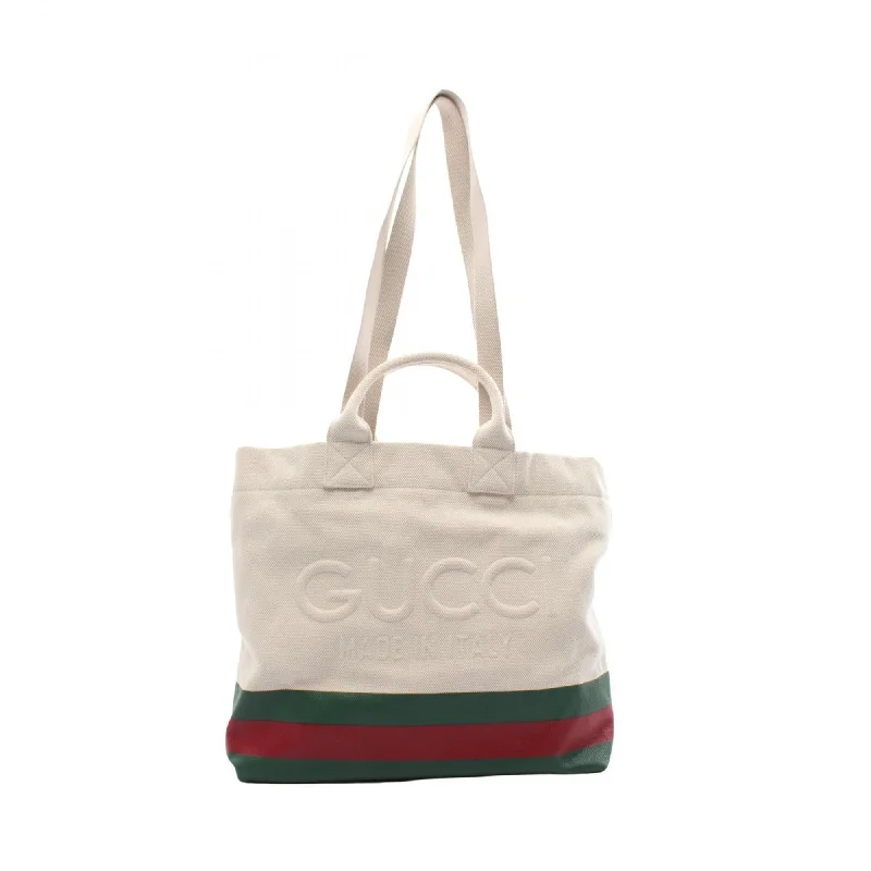 Foldable handle bags for easy storage convenience -Gucci  ivory  Color Canvas Tote Bag (Pre-Owned)