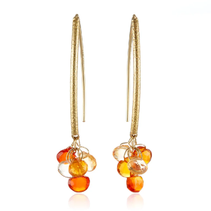 Nickel Free Drop Earrings for Safety -Fire Opal Navette Earrings