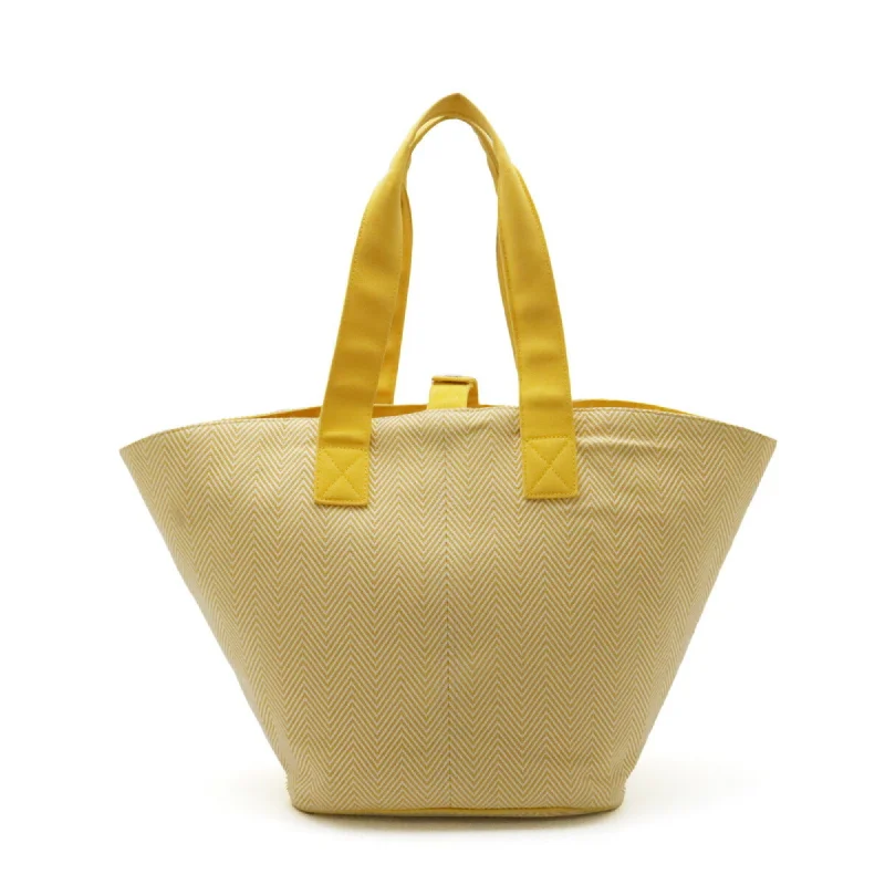 Handle bags with geometric patterns for modernity -Hermes  yellow Canvas Leather Handbag Pouch Tote Bag (Pre-Owned)