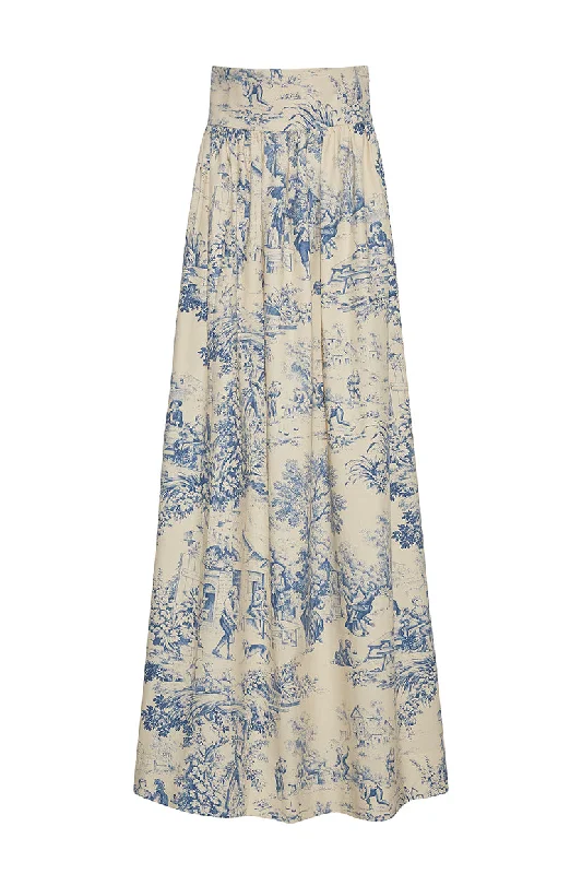 Wool Dresses for Warmth -The Bridgitte Skirt in Blue Toile