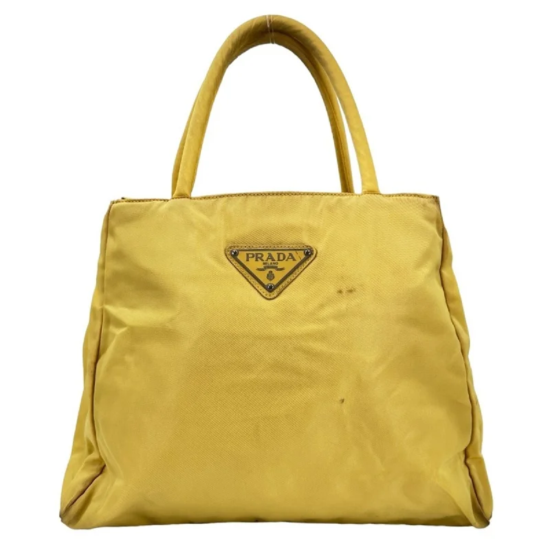 Handle bags with monogram designs for personalization -Prada Nylon Tote Bag (Pre-Owned)