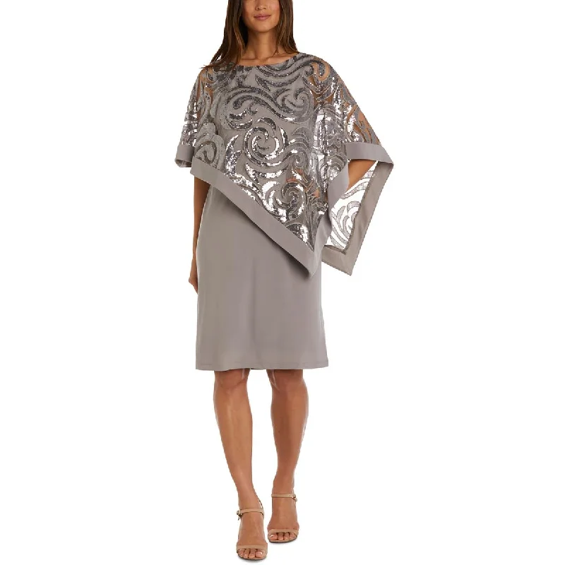 Long-sleeved Dresses for Coverage -R&M Richards Womens Petites Sequin Mini Cocktail And Party Dress