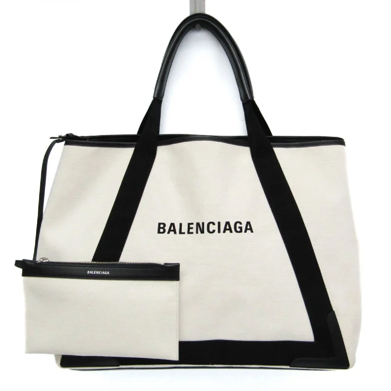 Handle bags with sleek black for elegance -Balenciaga  Off- Canvas Leather Handbag Tote Bag (Pre-Owned)