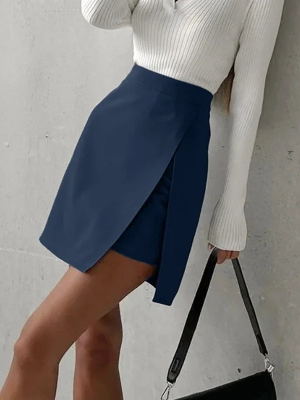 Minimalist Dresses for Simplicity -Asymmetric Layered Graceful Split Mini Skirt