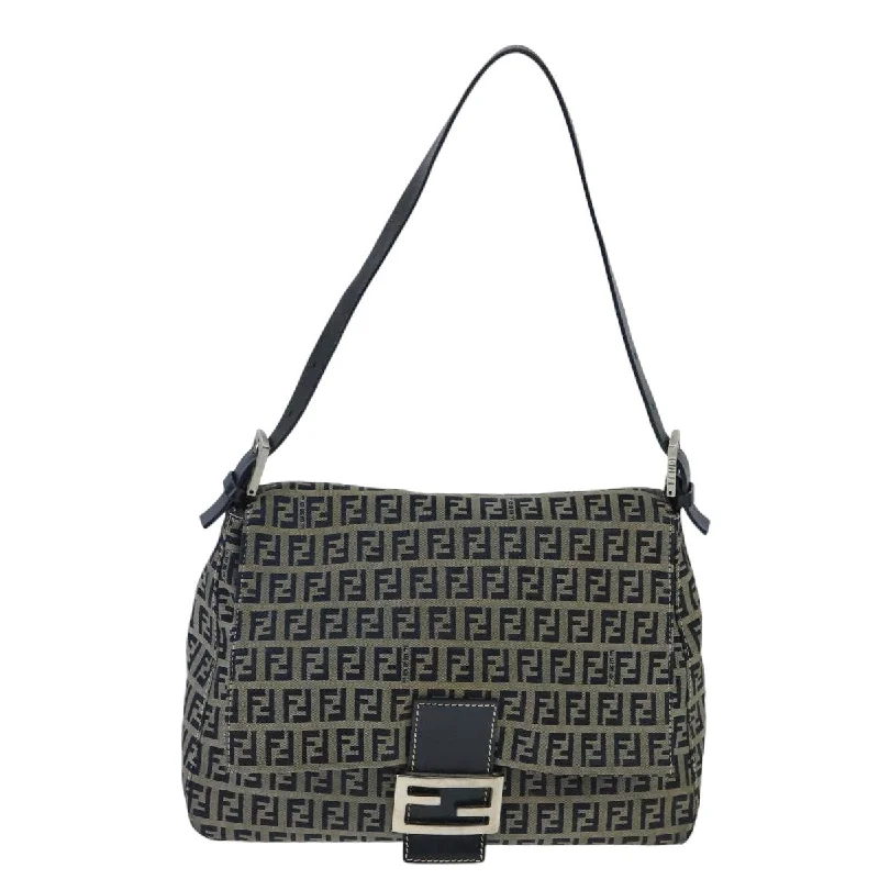 Handle bags with detachable pouches for versatility -Fendi Mamma Baguette  Canvas Shoulder Bag (Pre-Owned)