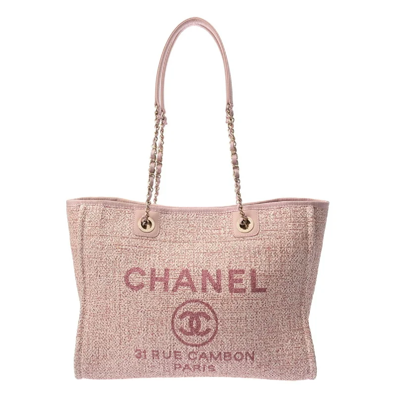 Handle bags with zipper tops for security -Chanel  Tweed Leather Tote Bag (Pre-Owned)