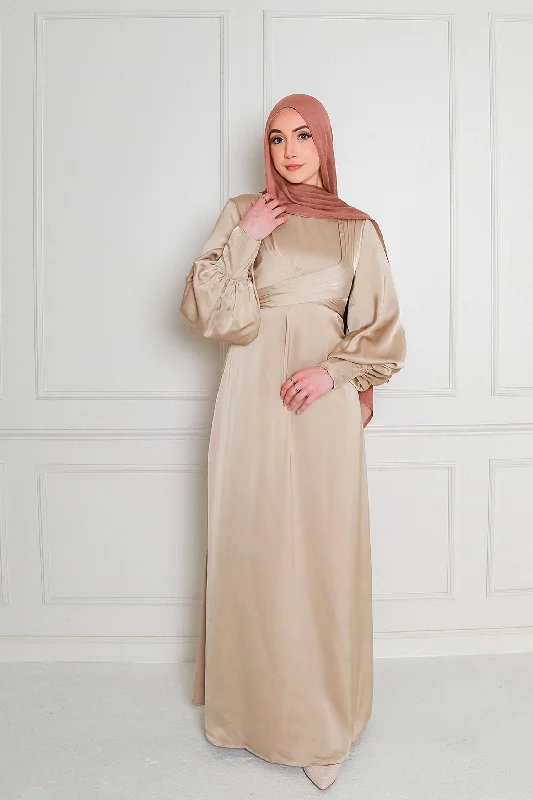 Wedding Dresses for Bridal Look -Laura Wrap Satin Dress- Blush Gold