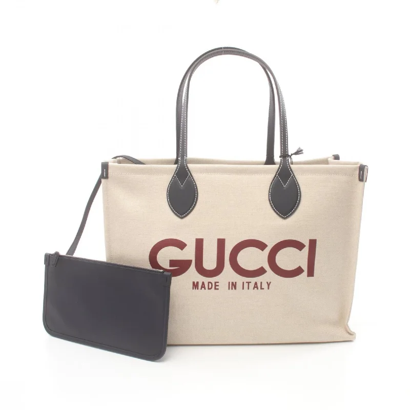 Cotton handle bags for lightweight casual wear -Gucci   Navy Canvas Leather Tote Bag