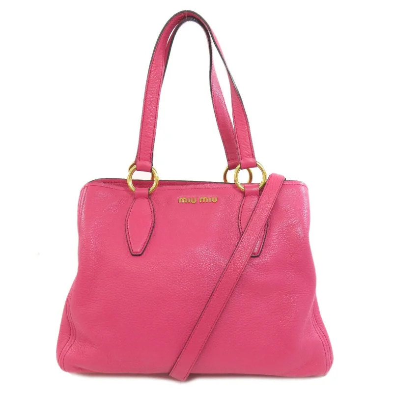 Handle bags with detachable pouches for versatility -Miu Miu  Leather Tote Bag (Pre-Owned)