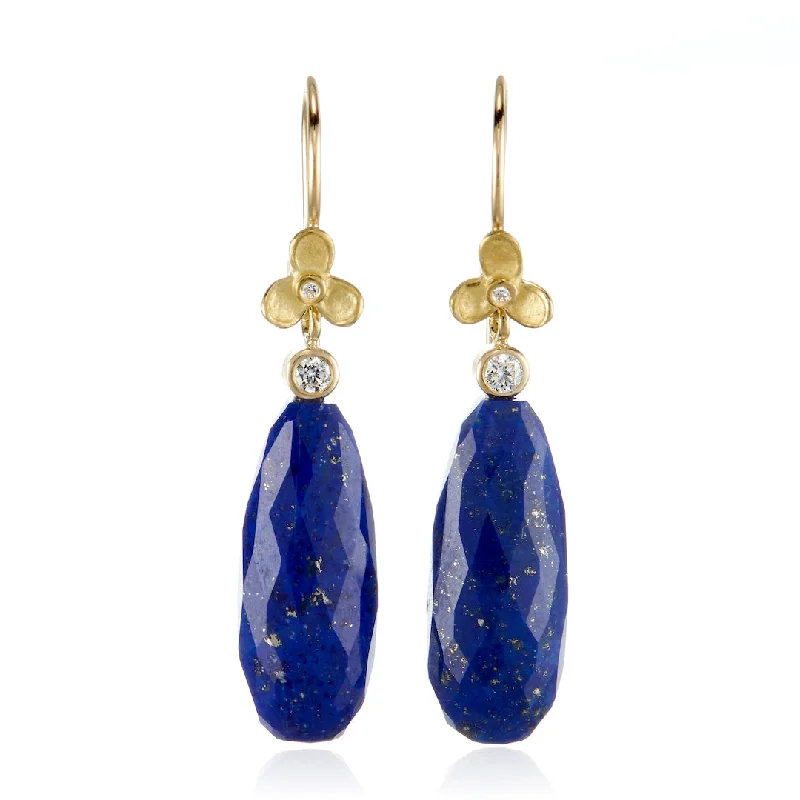 Drop Earrings for Christmas Party -Lapis & Trillium Drop Earrings