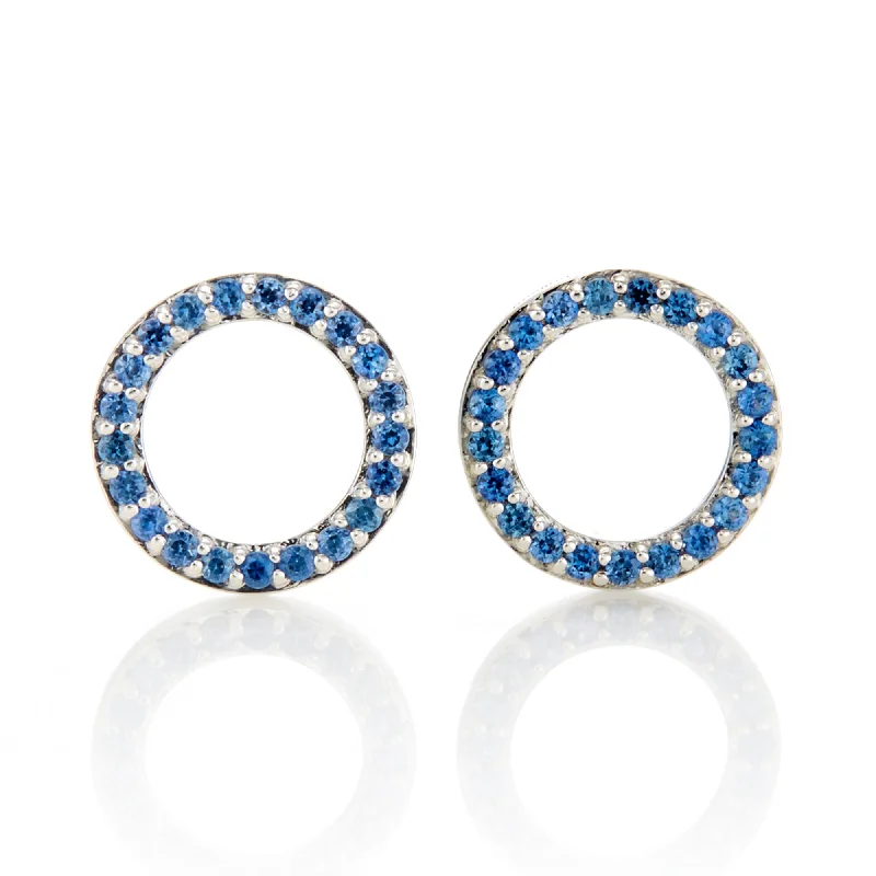 Tarnish Resistant Drop Earrings for Longevity -Blue Sapphire Open Circle Earrings