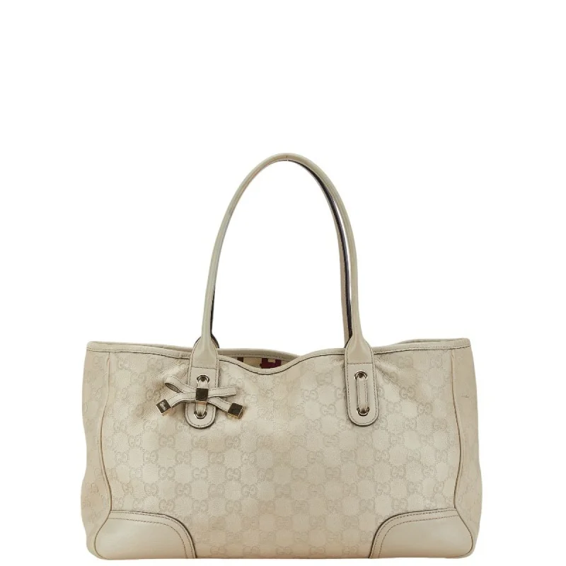 Handle bags with modern cutouts for style -Gucci Guccissima ivory  Canvas Leather Shoulder Bag Tote Bag (Pre-Owned)