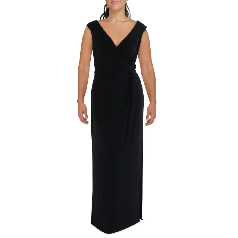 Solid Color Dresses for Simple -Lauren Ralph Lauren Womens Gathered Long Evening Dress