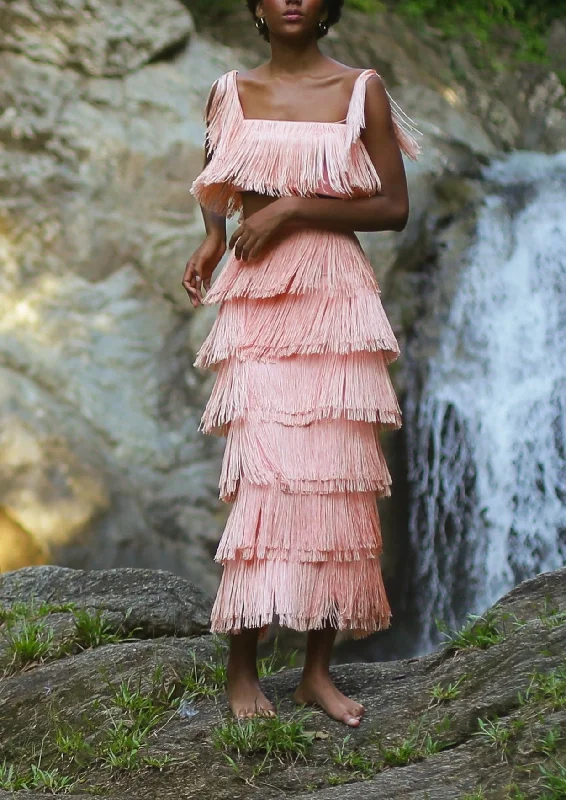 Tiered Dresses for Voluminous -Lluvia Skirt In Hot Peach