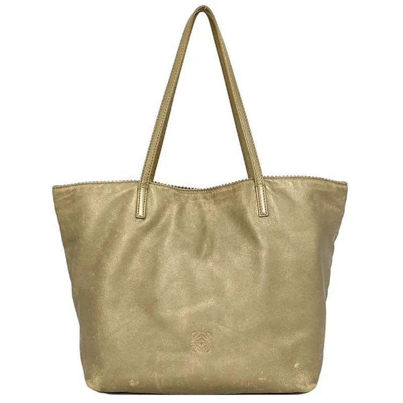 Foldable handle bags for easy storage convenience -Loewe  Nappa Leather Leather Tote Bag (Pre-Owned)