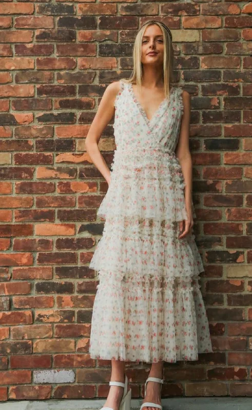 Graduation Dresses for Milestone -Tulle Floral Print Retro Dress