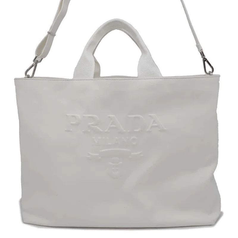 Large handle bags with spacious interior compartments -Prada  Canvas Shopping Bag Tote Bag (Pre-Owned)