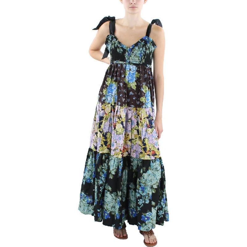 Maximalist Dresses for Bling -Free People Womens Poplin Floral Print Maxi Dress