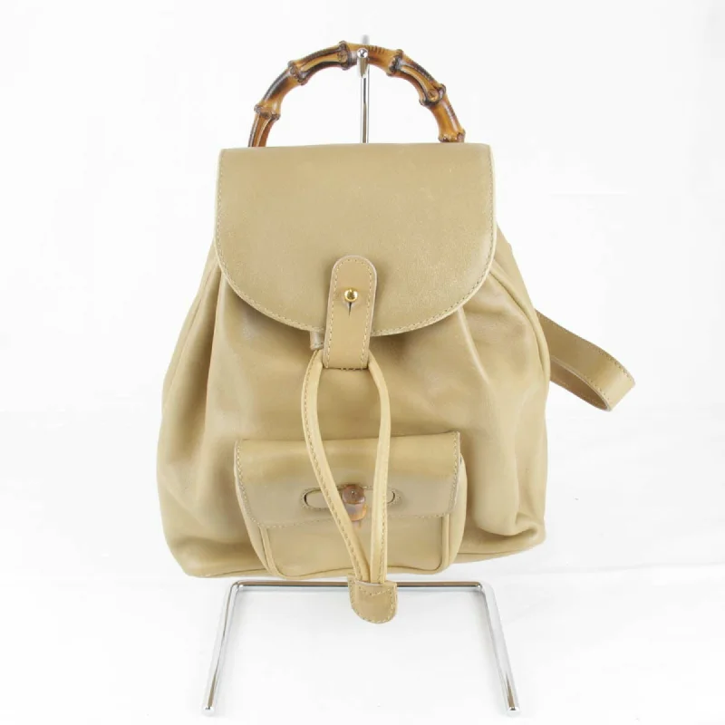 Durable handle bags for heavy-duty everyday use -Gucci Bamboo  Leather Backpack (Pre-Owned)