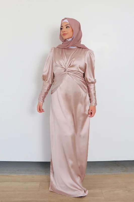 Bridesmaid Dresses for Ceremony -Olivia Wrap Satin Dress- Blush Pink