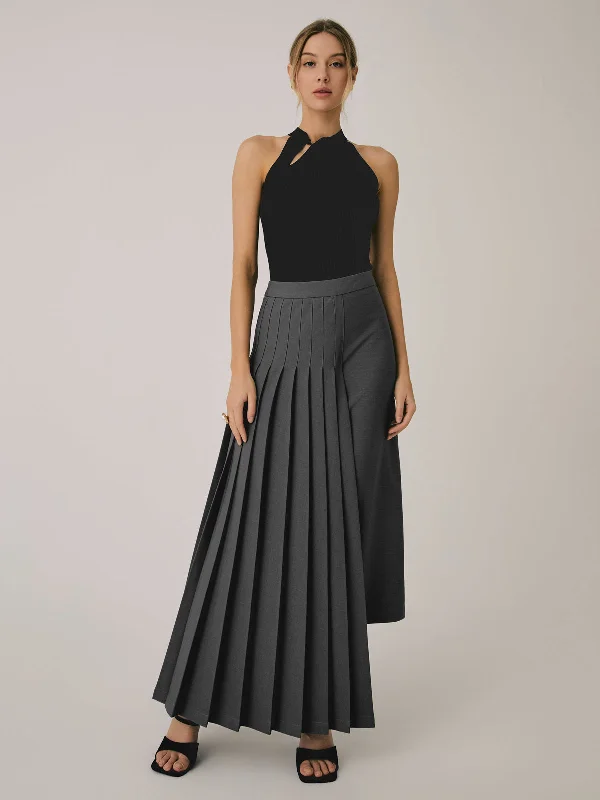 African Dresses with Culture -Asymmetric Pleated Graceful Maxi Skirt