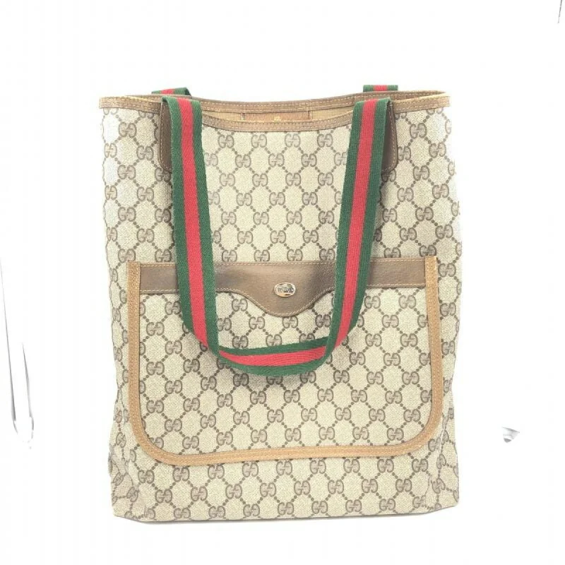 Handle bags with playful pom-poms for charm -Gucci Sherry Line  Leather Tote Bag (Pre-Owned)