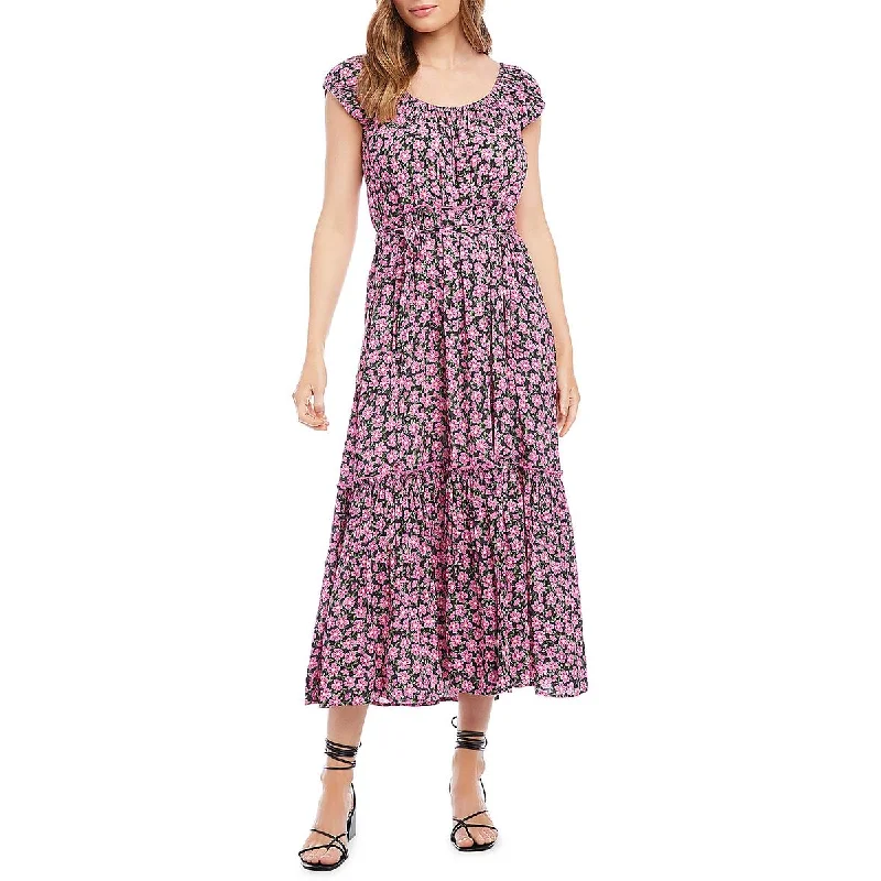 Geometric Dresses for Modern -Karen Kane Womens Floral Scoop Neck Midi Dress