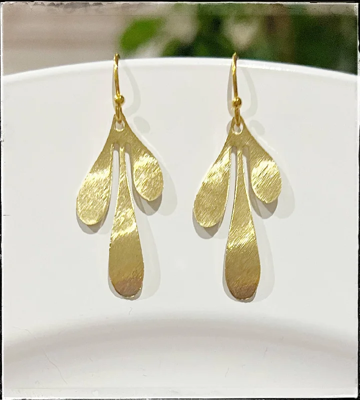 Small Drop Earrings for Delicate -Brass Flower Statement Earrings