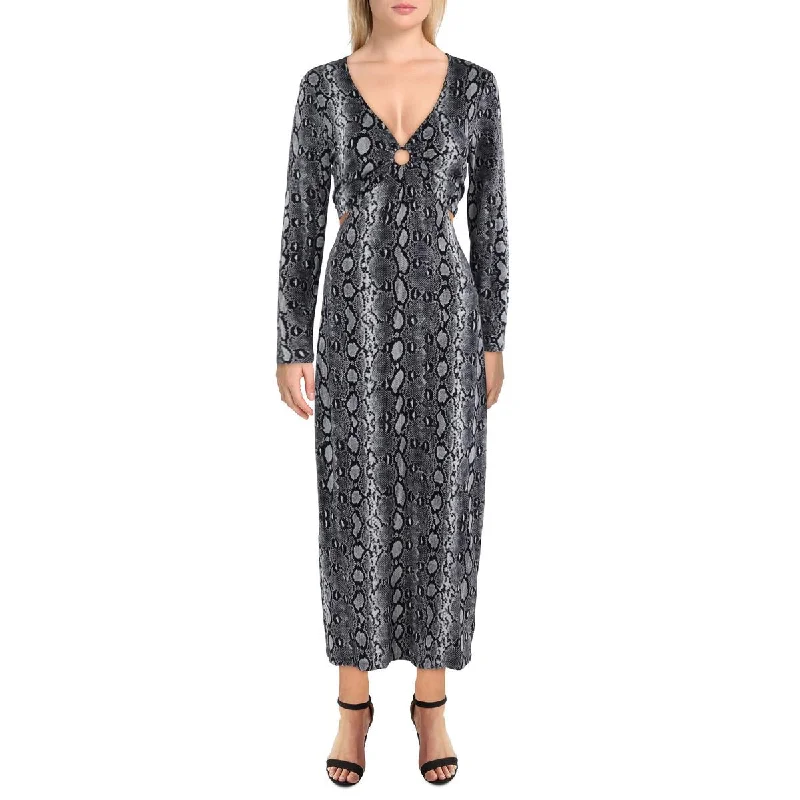 Silk Dresses for Luxurious -MICHAEL Michael Kors Womens Snake Print Cut-Out Midi Dress