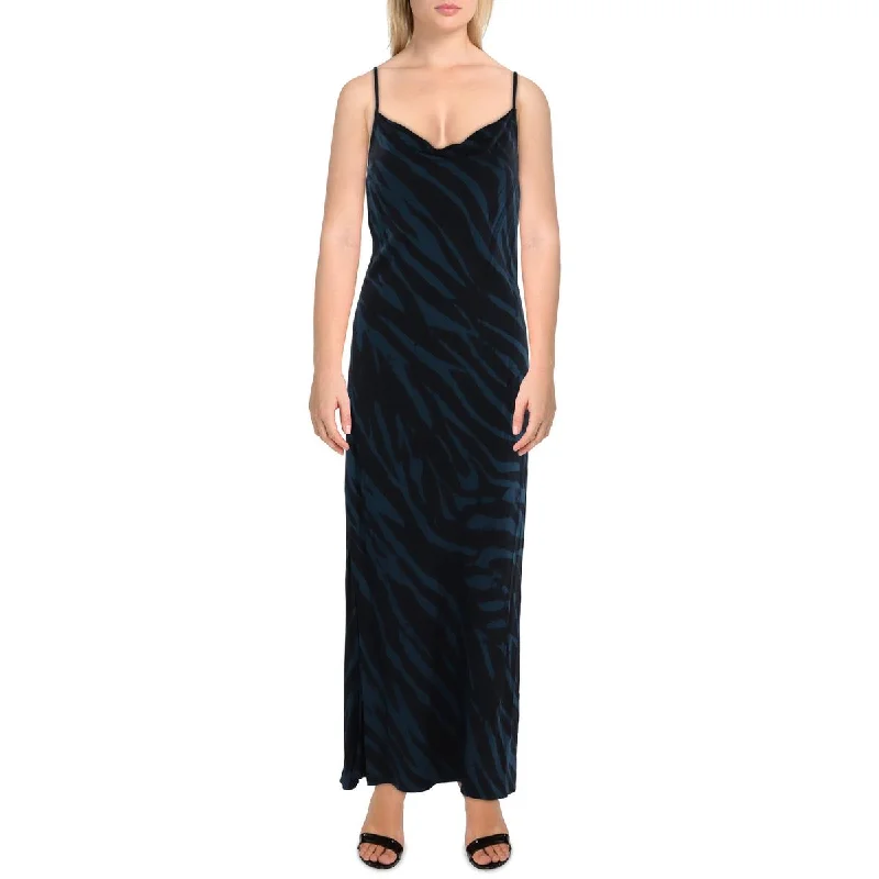 Bohemian Dresses with Tassels -Cloth & Stone Womens Animal Print Drape-Neckline Slip Dress