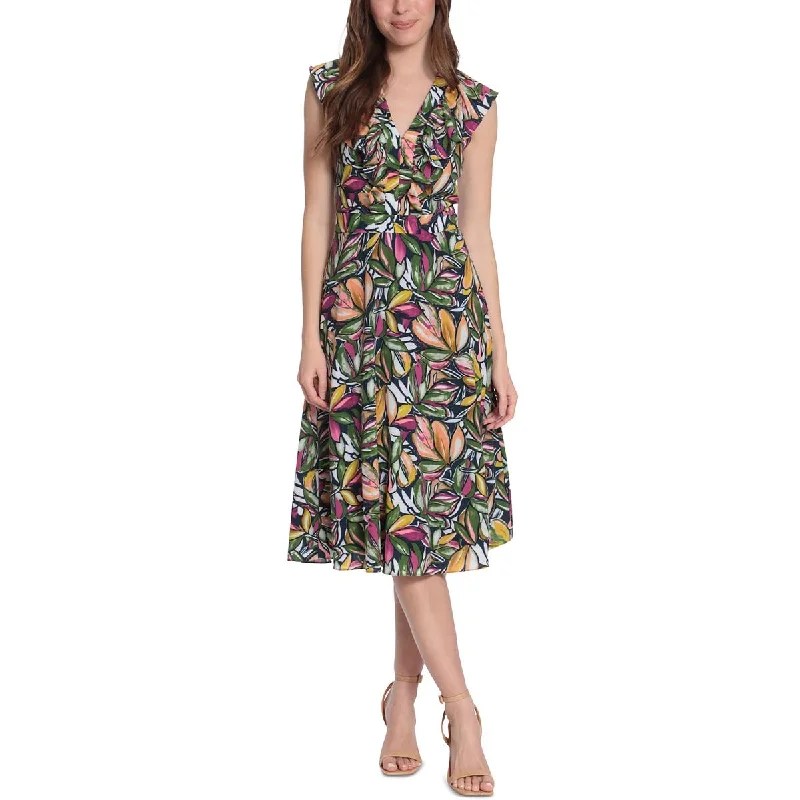 Ruffled Dresses for Girly -London Times Womens Plus Ruffled Long Maxi Dress