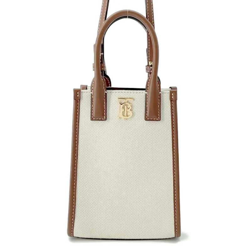 Handle bags with floral prints for spring -Burberry  ivory Canvas Leather Shoulder Bag Tote Bag (Pre-Owned)