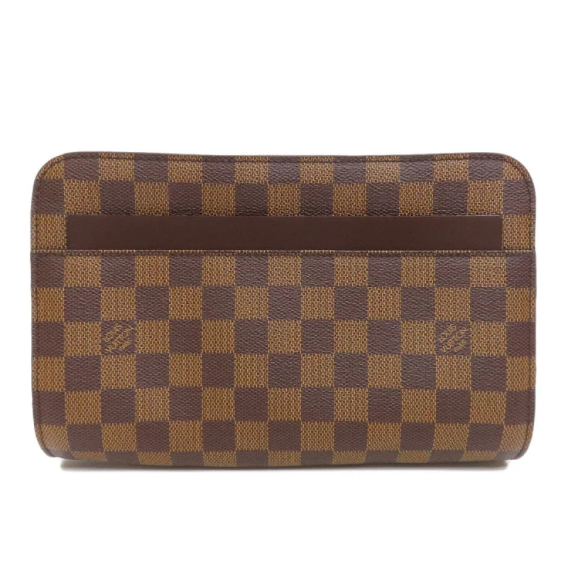 Handle bags with bohemian tassel embellishments -Louis Vuitton Damier Canvas Ebene Damier Canvas Clutch Bag (Pre-Owned)