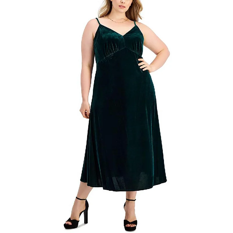 Off-shoulder Dresses for Feminine -Taylor Womens Plus Velvet Empire Waist Cocktail And Party Dress