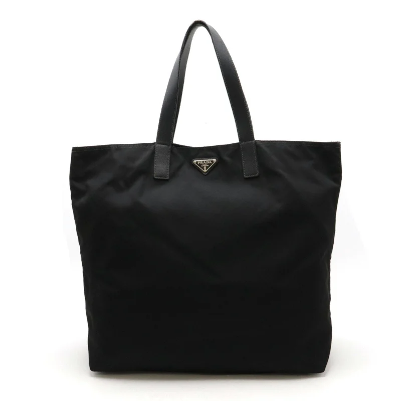 Handle bags with wide openings for access -Prada   Nylon Leather Shoulder Bag Tote Bag (Pre-Owned)