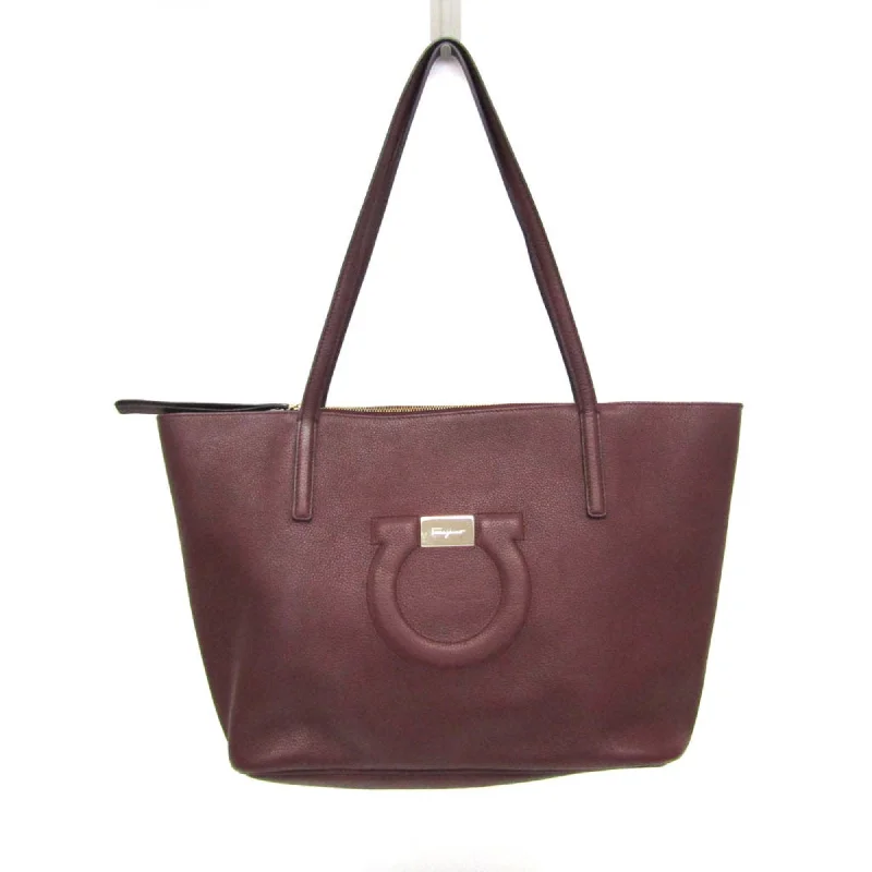 Handle bags with bold logos for branding -Salvatore Ferragamo Gancini  Leather Tote Bag (Pre-Owned)