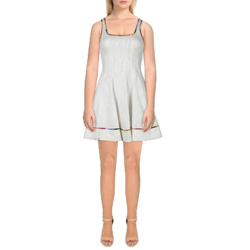 Striped Dresses for Fashionable -STAUD Womens Cotton Embroidered Mini Dress