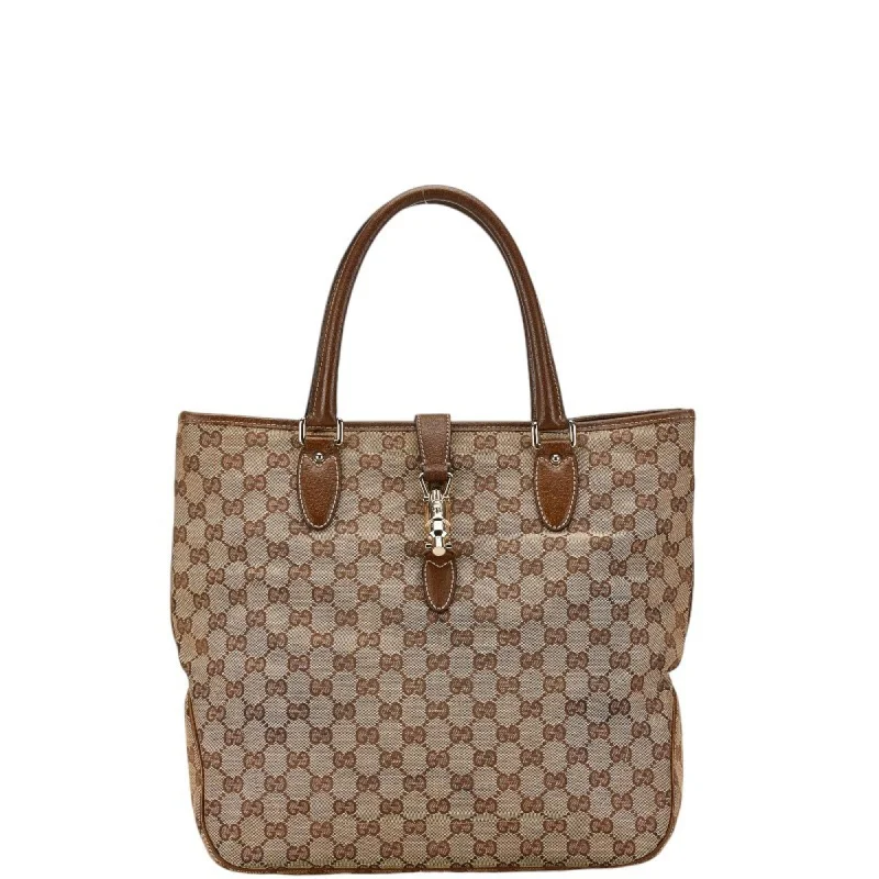 Handle bags with quilted leather for luxury -Gucci  Canvas Leather Handbag Tote Bag (Pre-Owned)