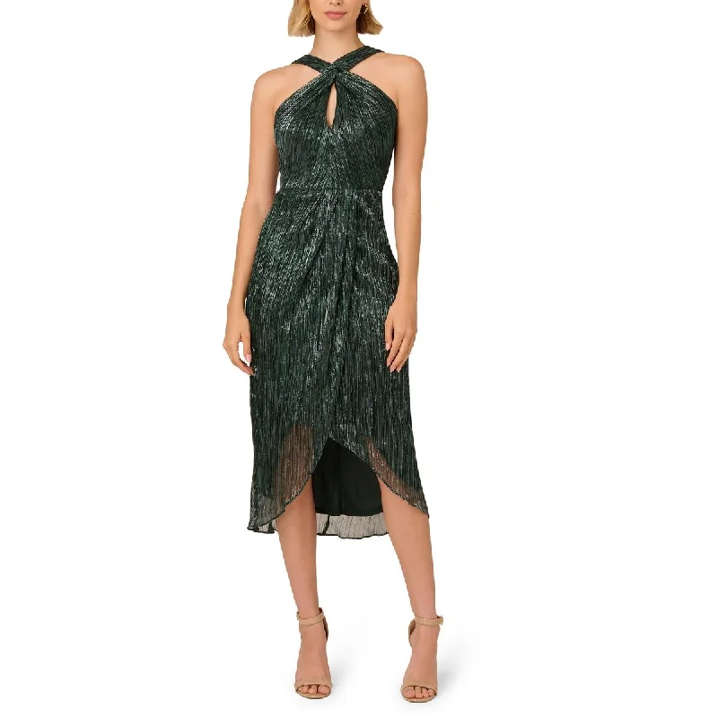 Wool Dresses for Warmth -Adrianna Papell Womens Mesh Tea Length Wrap Dress