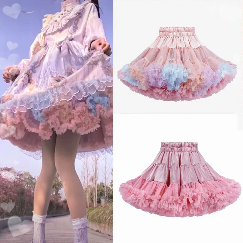 Birthday Dresses for Celebration -Rainbow Lolita Tutu Skirt AD12246