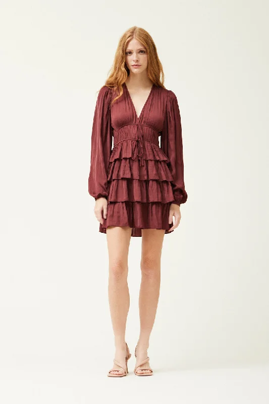 Mother's Day Dresses for Gift -Satin Ruffle Mini Dress