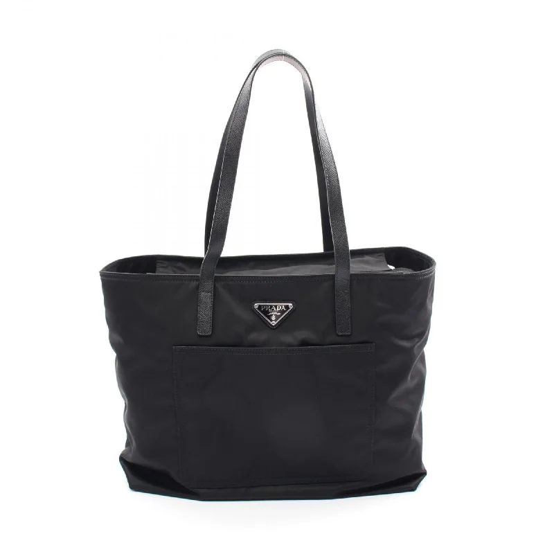 Designer handle bags with luxury logo detailing -Prada Saffiano  Nylon Leather Tote Bag