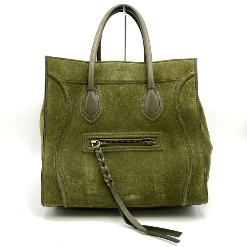 Handle bags with sleek leather for work -Celine  Suede Leather Handbag Tote Bag (Pre-Owned)