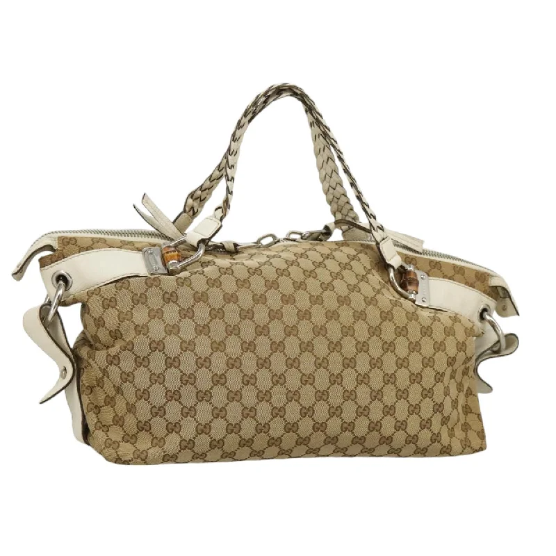 Handle bags with expandable sides for flexibility -Gucci Bamboo  Canvas Tote Bag (Pre-Owned)