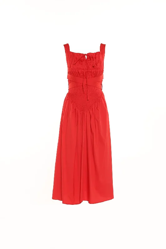 Buttoned Dresses for Stylish -Stunning Red Sleeveless Dress